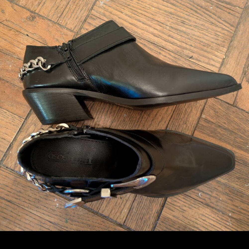 NEW BNIB ASOS western leather booties with metal hardware - Picture 4 of 5